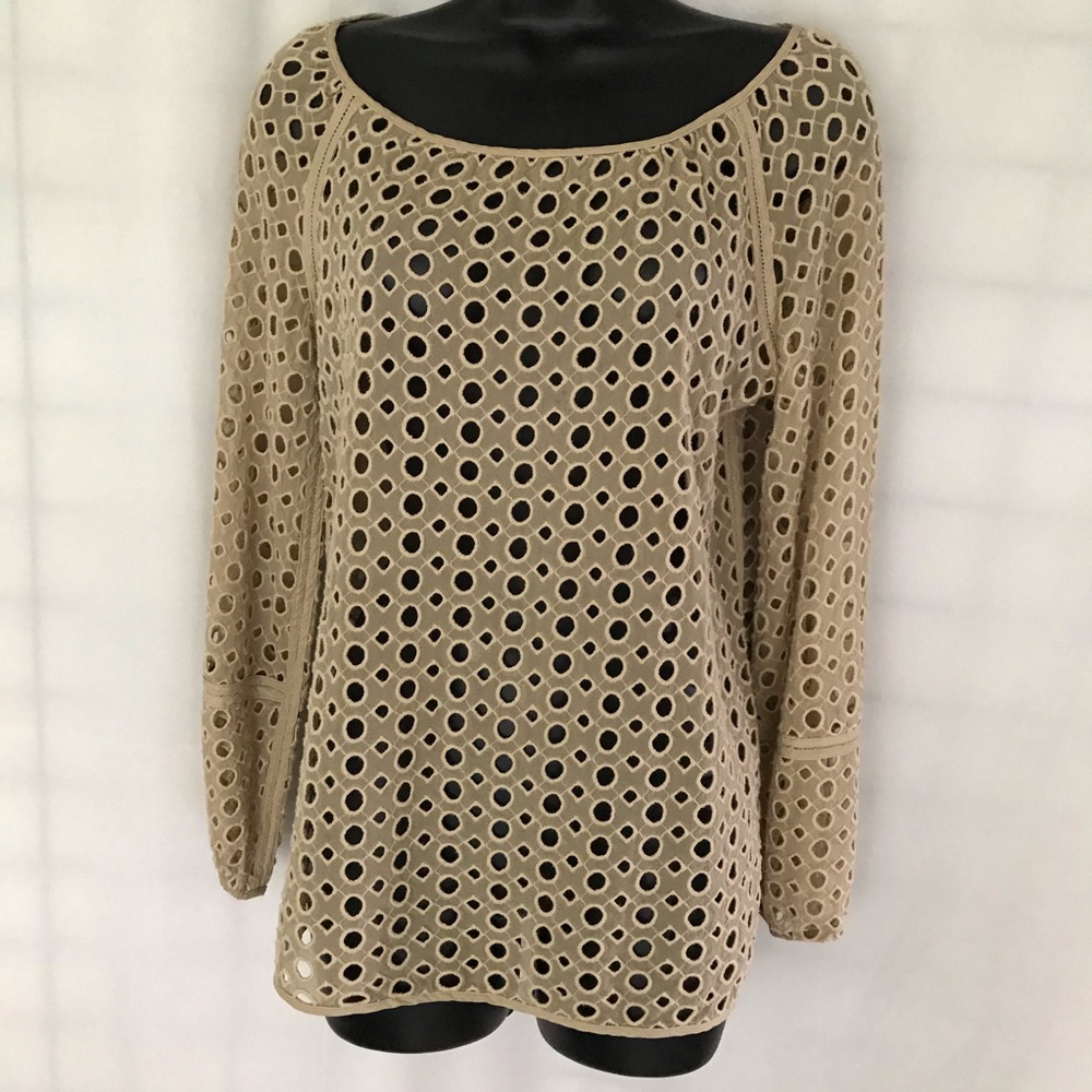 CARLISLE Silk Top Blouse Embroidered Eyelet Sz 4